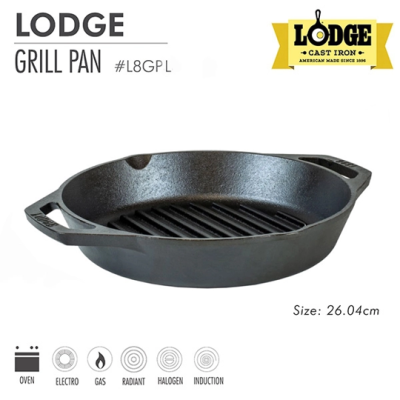 Chảo gang Lodge - L8GPL nướng có rãnh 26cm