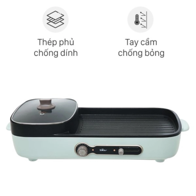 Nồi lẩu nướng 2 ngăn đa năng Bear DKL-C15G1