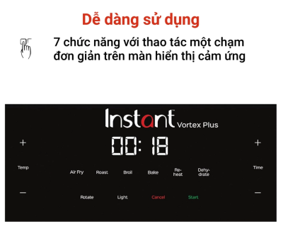Nồi chiên không dầu Instant Vortex Plus 7in1, dung tích 10l